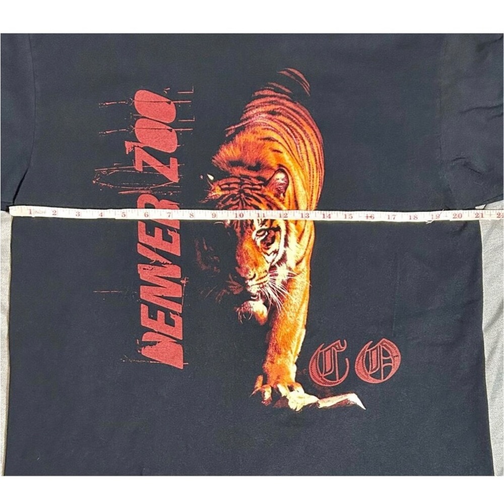 Vintage Denver Zoo Colorado Black Graphic Print Tiger T-Shirt Sz Large